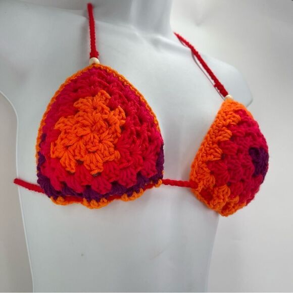 Handmade Napper brand granny square string bikini top halter adjustable any size - Picture 5 of 13
